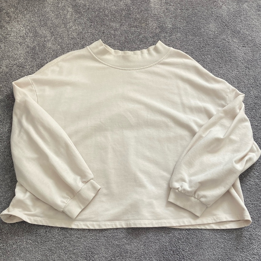 Ava & Viv Women’s Sweater Size 2X Cropped Cream Color Long Sleeve